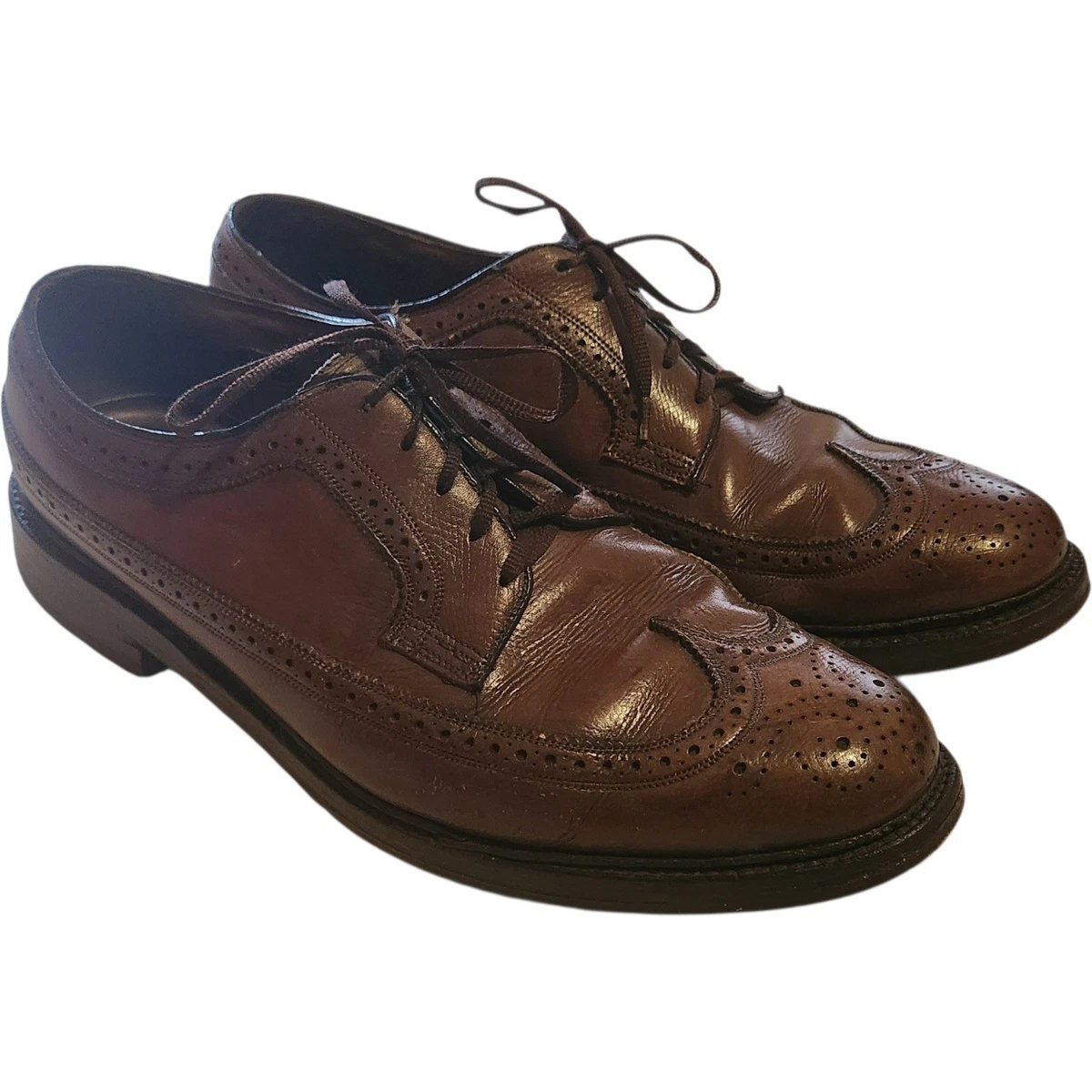 Vintage Florsheim Imperial Burgundy V Cleat heavy punched wing tip oxfords 8.5 C Florsheim C Oxford Dress Shoes for Men for sale | eBay main image 2