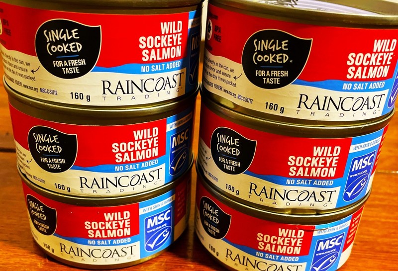NEW Lot of 6 Cans Raincoast Wild Red Sockeye Salmon No Salt Added