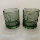 Set of 2 Green Anchor Hocking Tartan Glasses Vintage