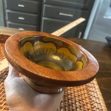 Beautiful 5.5 Inch Hand Painted Turned Wooden Bowl