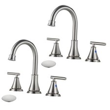 8 Inch Widespread Bathroom Sink Faucet 3 Hole-Pack with Metal 2 Brushed Nickel