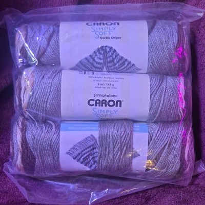 Caron Simply Soft Freckle Stripes Gray White Worsted Yarn Pack Acrylic