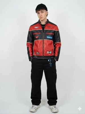 Bomberjacke 90er Classic Jacket Herren Jungen Vintage Motorrad Gr. M