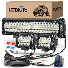 12Inch LED Light Bar and 2PCS 4Inch 12 4in LED Light Bar Kit with Rocker Switch
