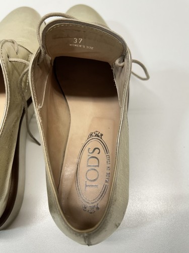 Tod’s bequeme Damenschuhe 37 champagner gold Leder Schnürschuhe niedriger Keilabsatz - Bild 17 von 17