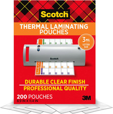 Thermal Laminating Pouches, 200 Count, Clear, 3 Mil., Ideal Office or School Sup