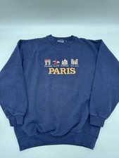 Vintage Rockland Sweatshirt Paris Landmarks Embroidered Navy XL EUC