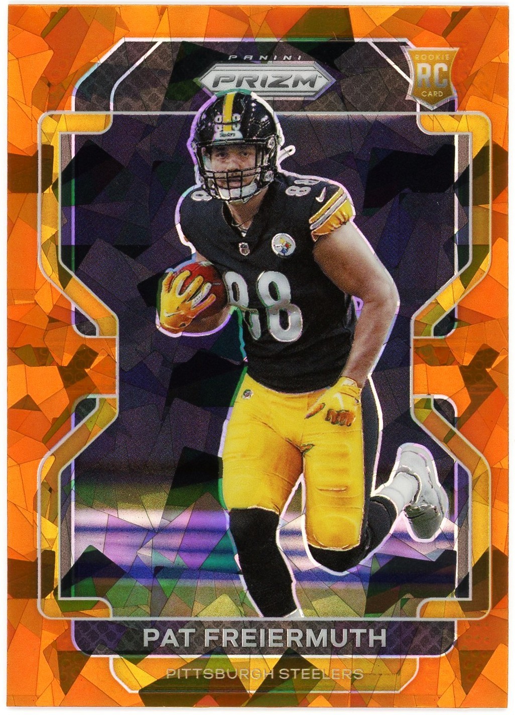 PAT FREIERMUTH 2021 Panini Prizm Rookie #362 Orange Cracked Ice RC STEELERS