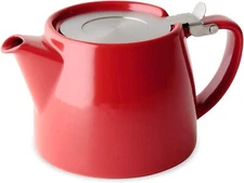 FORLIFE Stump Teapot with SLS Lid and Infuser, 18-Ounce, Red
