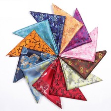 Men  s Bright Color Floral Print Pocket Square Hanky Wedding Party Handkerchief