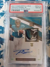 Travis Etienne RC 2021 Impeccable RPA Gold /10 PSA 8 Jaguars Rookie Auto