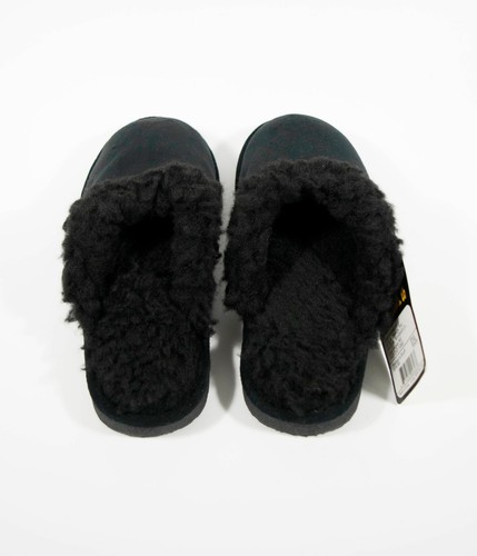 Women's Black DOGGERS Scuffs Faux Fur Suede Rubber Sole Slippers Shoes Sz 5/6 - Picture 4 of 5