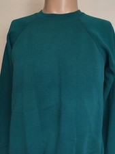Vintage 80s Tultex Raglan Sweatshirt Teal Green Soft Thin USA Made L
