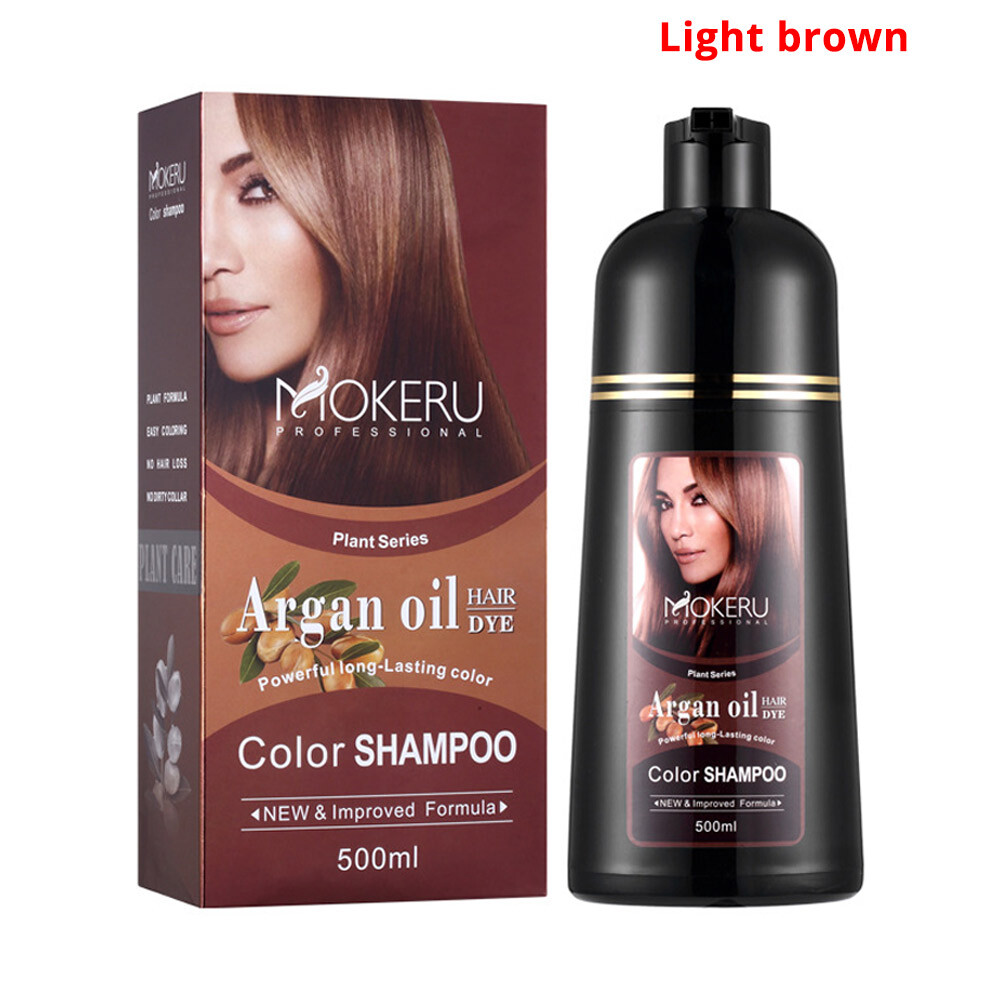MOKERU 500ML Instant Hair Dye Shampoo Natural Plant Essence Argan Oil 6