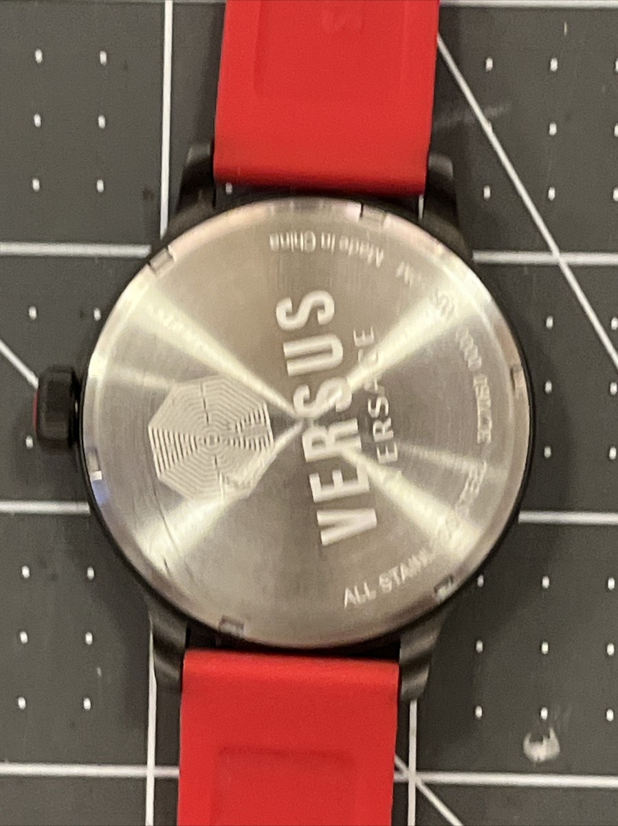 Versus By Versace Watch Unisex City Red Rubber Stainless Case 44mm