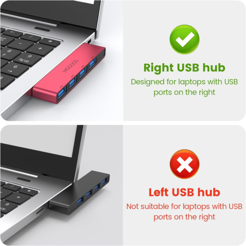 MOGOOD USB 3.0 Hub for Laptop with Red-Right Splitter Ports