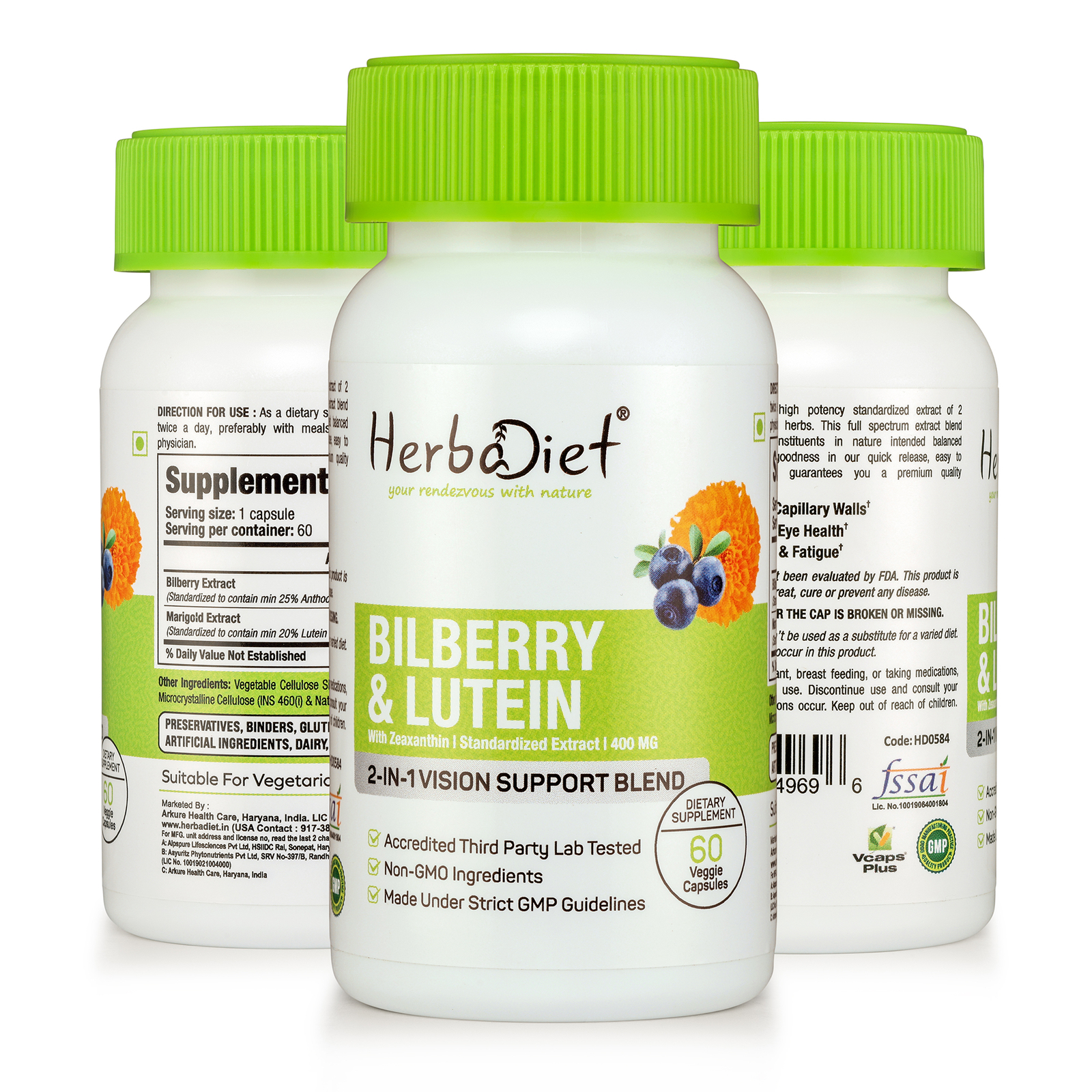 Natural Eye Complex Bilberry with Lutein Extract Capsules Eye Health Supplement