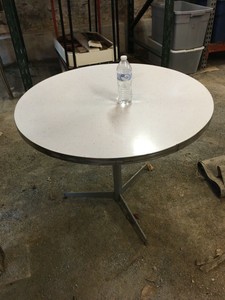 Vtg Diner Formica Cafe Dinette Fold Kitchen Table Round 3 Foot Man