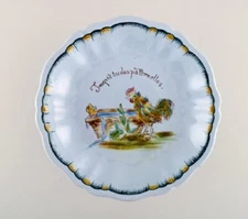 Emile Gallé for St. Clement, Nancy. Antique compote in hand-painted faience.
