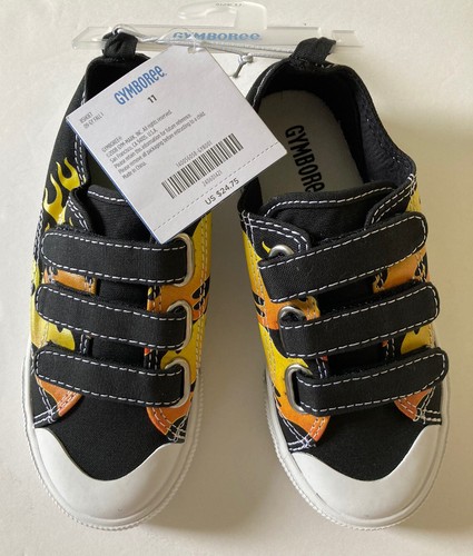 NWT Gymboree Built for Speed Sz 11 Black Flames Toddler Sneakers for about 5T - Picture 2 of 4