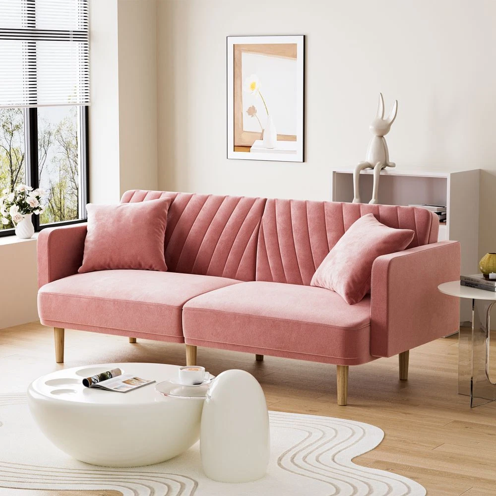 Modern Velvet Futon Sofa Bed Loveseat Convertible Sleeper Sofa