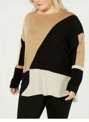 INC International Concept Women Plus Size Long Sleeve High Low Sweater 0X