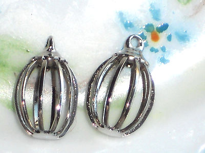 Vintage Charms Drops Cage Rare Drops CharmsConnectors Gun Metal Silver Bars #355