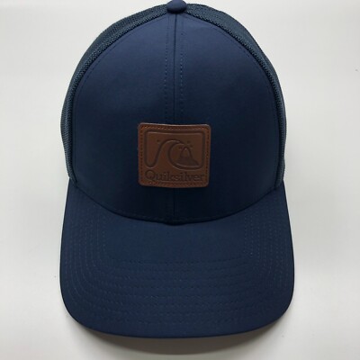 Quiksilver Baseball Cap Blue Mens Sz S/M Stretch FlexFit Front Patch Logo