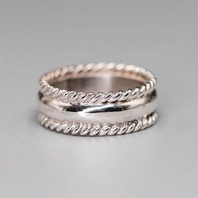 Antique Sterling Silver Band Ring with Twist Pattern Sides | eBay