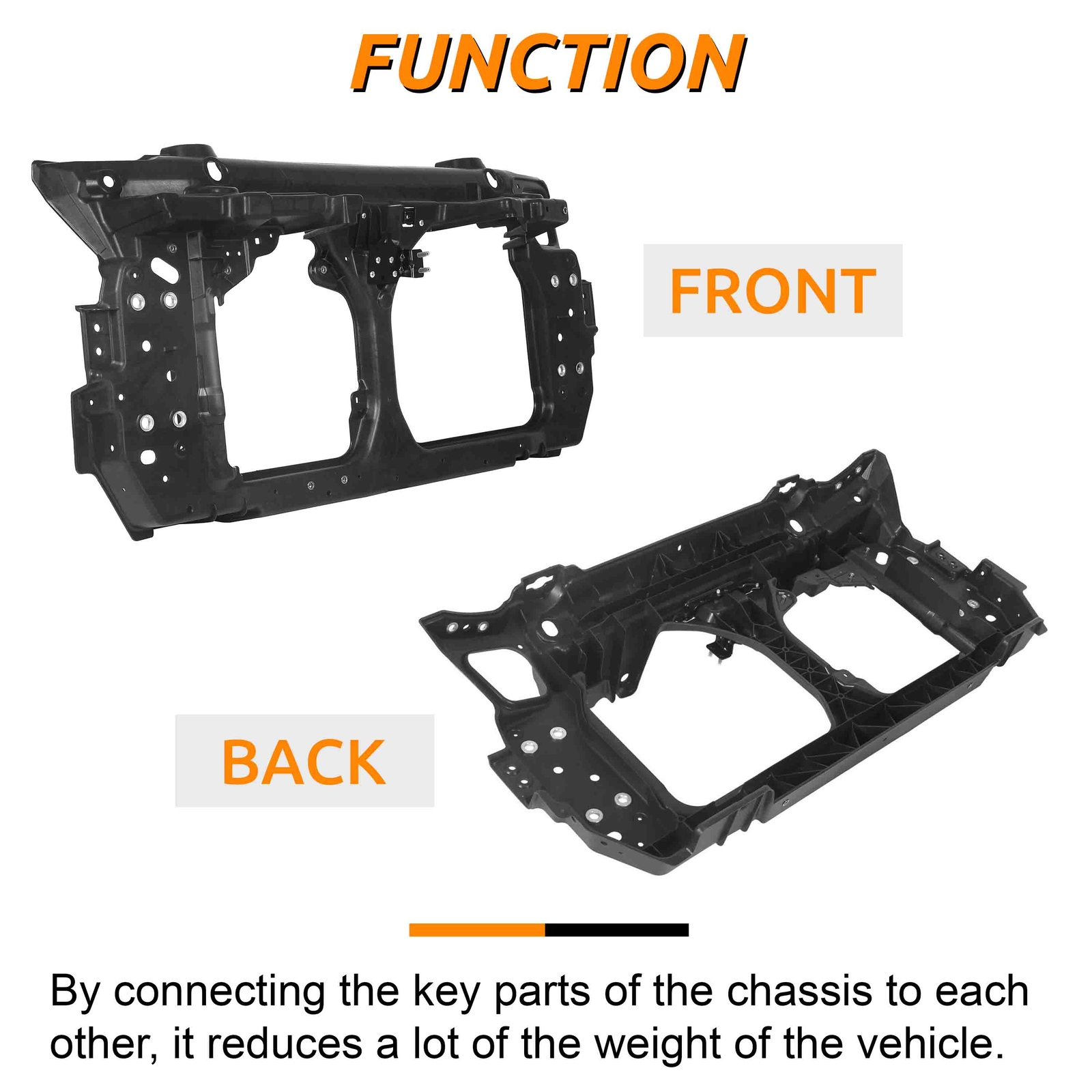 PP For 03-07 Nissan 350Z Black Radiator Center Core Bracket Support ...