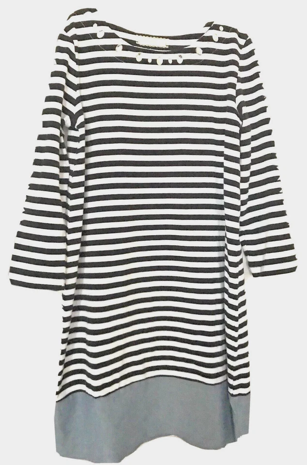 Niñas Algodón Jersey Rayas Hasta la Rodilla Joyería Decoración Vestido Talla 16 XL Foto 2 de 4