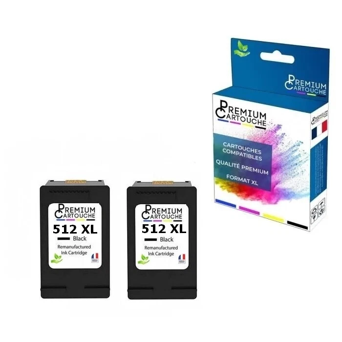 PG 512XL, 2 Cartouche d'encre compatible pour CANON PG512 XL Noir 2969B001/2970B - Photo 1/1