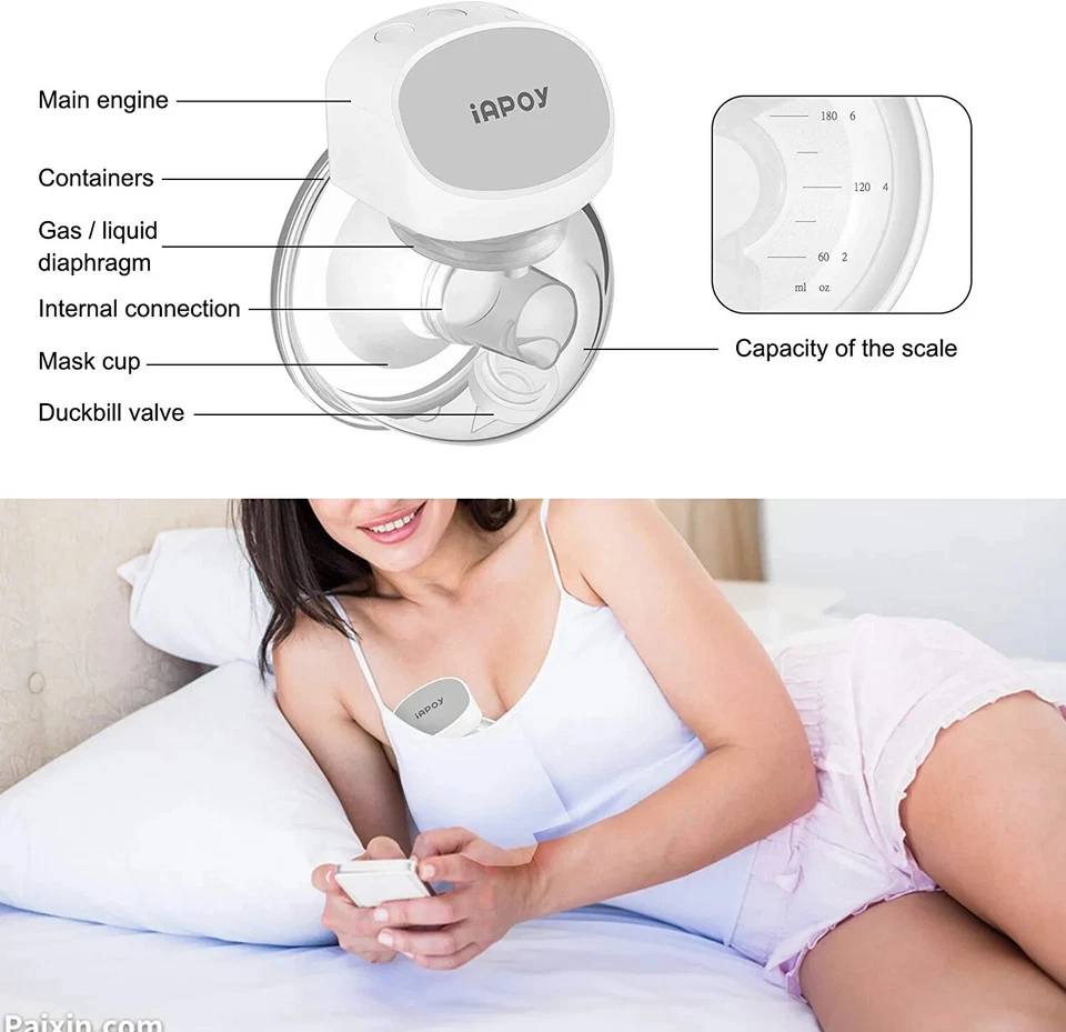 Extractor de leche doble portátil manos libres eléctrico succión alimentación de leche 5 modos NUEVO Foto 3 de 4