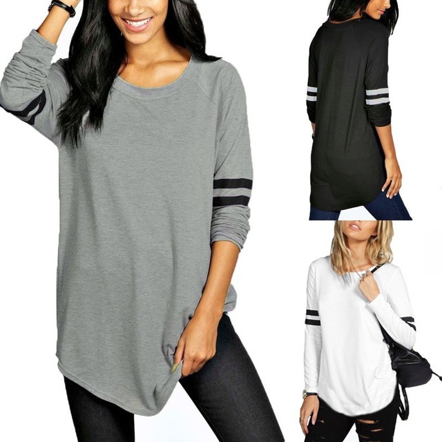 striped oversized long sleeve top