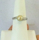 10K White Gold Pearl Solitaire Hammered Ring Size 6.5 R22 — photo 1