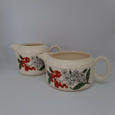 Vintage J&G Meakin Trend Krüge x2 Rowan Muster Ofen zu Geschirr 350ml Sauce