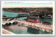 Albany NY Postcard Yacht Club Along The Hudson River WB Unposted