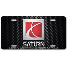 Saturn Car Logo Inspired Art on Mesh FLAT Aluminum Novelty License Tag Plate