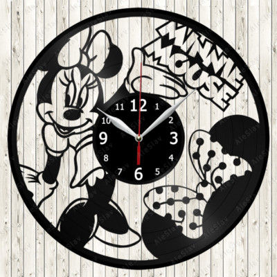 Minni Mouse Cartoon Vinyl Record Wall Clock Decor Handmade 1497 | eBay