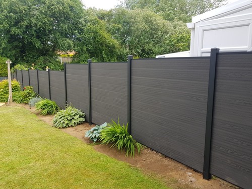 6ft Warm Graphite Grey Composite Fence Panel Kit Plus Aluminium Post ...