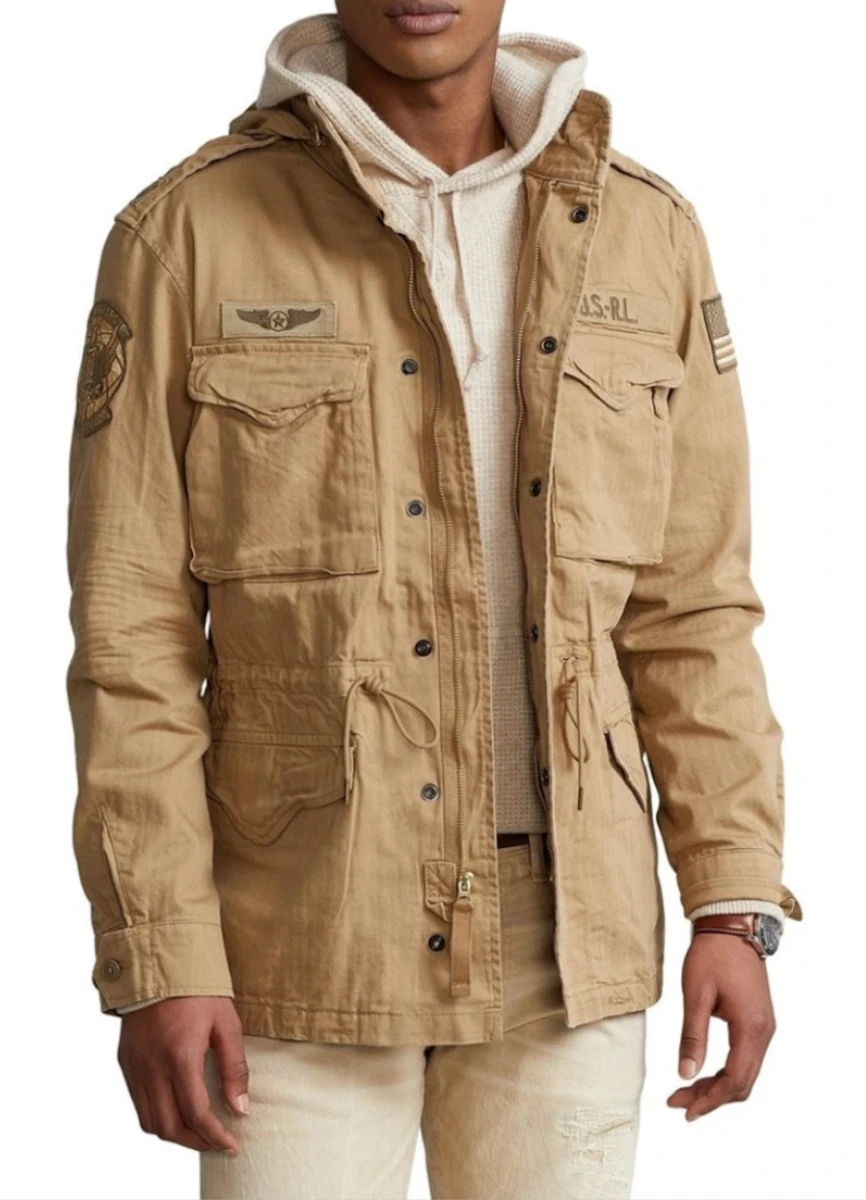 POLO RALPH LAUREN Big & Tall Khaki Herringbone Military Iconic Field Jacket NWT
