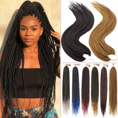 Pre-Braided Micro Box Braids Long Crochet 3X Braiding Hair Extensions for Woman
