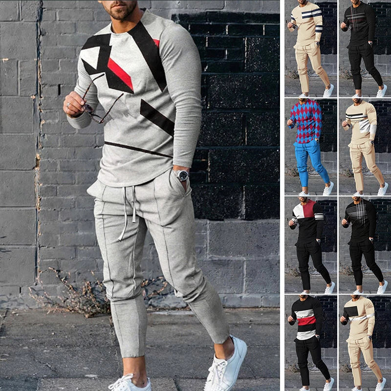 2 Piece Men's Casual Jogging Tracksuits Outfit Sweat Suit Athletic Suits