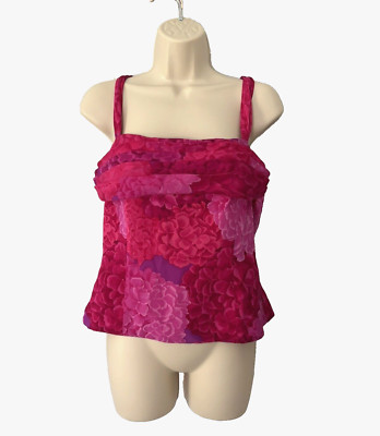 Escada Pink Floral Silk Top Camisole Blouse Sz 40 (10 US)