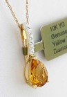 GENUINE  2.35 Cts YELLOW TOPAZ & DIAMOND NECKLACE 10K GOLD - Free Certificate — photo 2