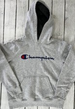 Champion Boys Gray Champion Embroidered Signature Fleece Pullover Hoodie Medium