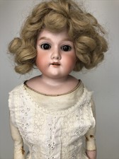 24” Antique Germany Bisque Doll AM Floradora 5 Leather Body Brown SL Eyes #o