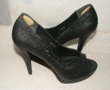 WOMENS VERA WANG PUMPS HEELS SHOES SIZE 7 1/2 M BLACK LEATHER #30