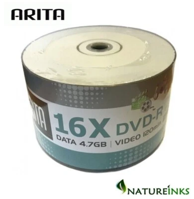 Arita Printable DVD-R 16x Discs 4.7 GB 120 mins Ritek Blank DVD Discs Lot