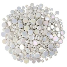 Small round Iridescent White Mosaic Tiles for Crafts, 300G/150 Pieces Iridescent